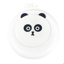 White Panda Mini Hair Brush for Purse, Pocket Hair Brush with Mirror for Girls, Cute Portable Foldable Travel Mirror Hair Brushes Round Hair Comb Compact Massage Comb, Hair Brushes (2H973)