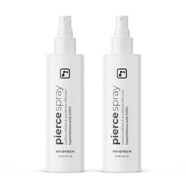 BRIOTECH Pierce Spray, Hypochlorous Acid, Gentle Piercing Aftercare, Calm Redness & Itch, Reduce Bumps, Hypoallergenic HOCl Saline Spray, Contact Free, No Rinse, Alcohol Free, 4 fl oz (2 Pack)