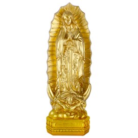 orenm Gold Our Lady of Guadalupe Virgin Mary Resin Statue,8" H Virgen de Guadalupe Mary Figurine Statue Collection,Religious Gift,Home Office Tabletop Decoration