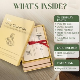 The Stoic Blueprint - 54 Daily Stoic Motivational Cards with Display Stand and Journal Prompts – Personal Growth & Mindfulness Gift for Men and Women – Inspirational Quotes for Desk, Office, or Home Decor