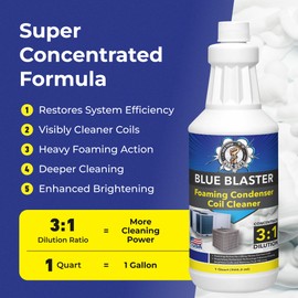 Leak Saver Foaming AC Condenser Coil Cleaner 4PK - 1 Quart | Concentrated Formula Makes 1 Gallon | Extreme Duty Foaming Condenser Cleaner for AC Unit