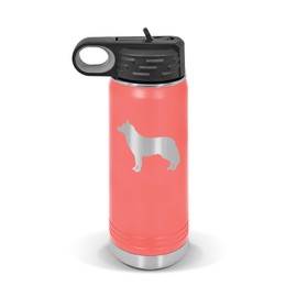 RDW Siberian Husky Water Bottle 20 oz - Laser Engraved w/Flip Top Removable Straw - Polar Camel - Stainless - Vacuum Insulated - Drinkware - Dog Canine pet - Coral