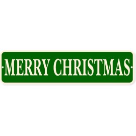 Work House SIgns Merry Christmas Vintage GREEN Sign 6x24 Inch, Thick Rust-Free Aluminum composite