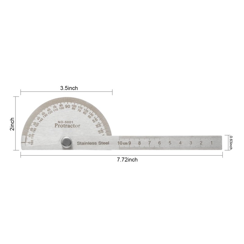Urjumpea 180 Degree Spin Angle Finder Protractor Multifunctiona Stainless Steel