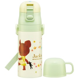 Skater SKDC3-A Children's Stainless Steel Water Bottle, 2-Way Direct Drinking, 14.2 fl oz (420 ml), Cup Drinking, 11.8 fl oz (350 ml), Bear School, Lightweight Type, For Girls, Hot and Cold