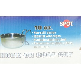 SPOT By Ethical Products - Stainless Steel Coop Cup Wire Hanger Kennel Pet Bowl For Dogs Cats Birds and Reptiles - 10oz