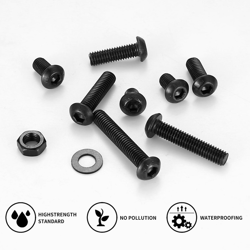 169 Piece M6 Screws Set, Black Allen Screws Nuts Set