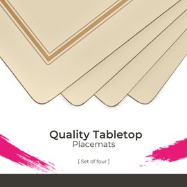 Pimpernel Classic Series Cork-Backed Placemat, Set of 4 – (15.7" x 11.7") Rectangular Mats with Lacquered Finish, Heat & Stain Resistant Decorative Board for Dining Table Protection