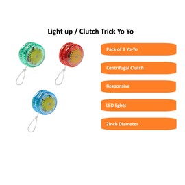 kanta 3 Light Up Yo-Yo Game for Kids Beginner String Trick Ball Spinners Ideal Stress Relief Entertainment Set - 2" Each, All three Colours Easy to Store Away (Pack of 3)