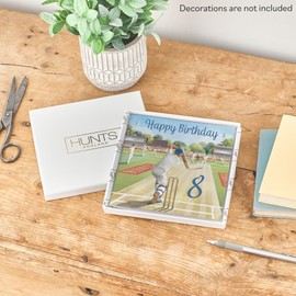 Hunts England - Boxed Cricket Fun 8th Birthday Card - Milo's - Age 8 Sport Birthday Card - For 8 Year Old Cricket Fan - Age Eight - In Keepsake Box