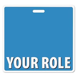 Custom Blue Badge Buddy (Horizontal) - Double Sided Full Color Backer Card with Border- Durable and Water Resistant Great for Security, Trade Show, Visitor, Work Badge