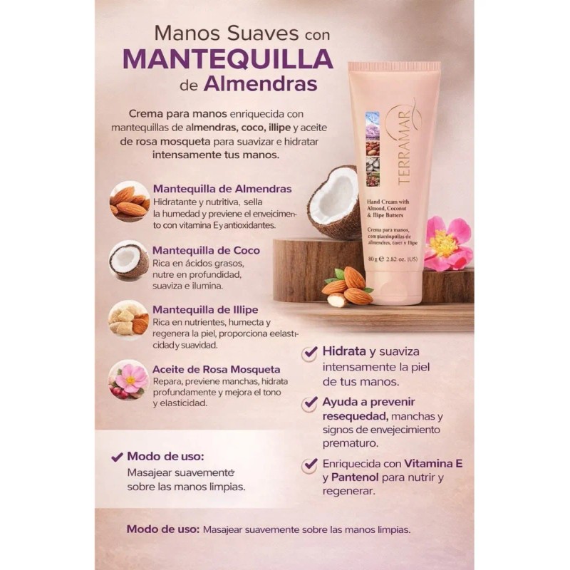 Crema Para Manos Mantequillas De Almendra Coco E Ilipe