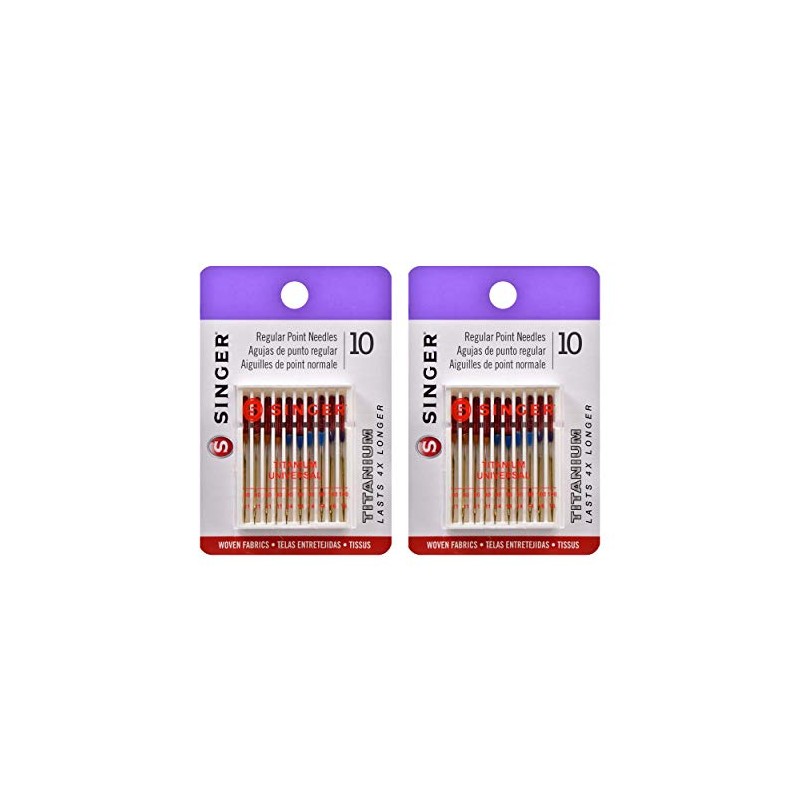 Singer Titanium Universal Regular Point Machine Needles for Woven Fabric,