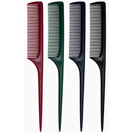 4 Pcs Rat Tail Comb Set for Women -Fine Tooth Styling comb with Pick, Anti-Static Heat Resistant Teasing Comb,Professional Hair Parting Tools for Smooth Detangling, Updos & Salon-Perfect Hairstyles.