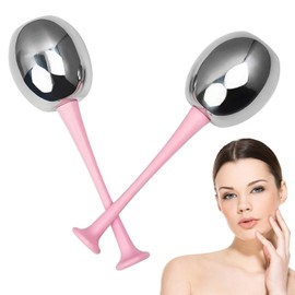 Ice Globes for Facials | Unbreakable Steel Cooling Roller | Cryo Sticks | Massager for Face, Neck & Eyes | Skin Care for Dark Circles, Puffiness, Wrinkles, Stainless Steel Beauty Tools for Women & Girls | Spa Globe & Gua Sha Set | Lymphatic Drainage (Pin