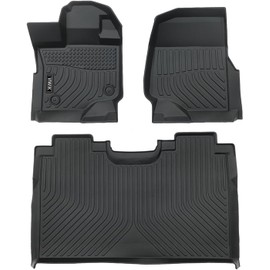 VIWIK Floor Mats Compatible Front Bucket Seat Car for Ford F150 2015-2024 Super Crew, Car Mats All Weather Protection Custom Full Set Include 1st and 2nd Row Automotive Floor Liner TPE Black