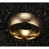 Rockyu Men's Tungsten Ring, Engraved, Heart Sutra, Buddha Sutra Ring,