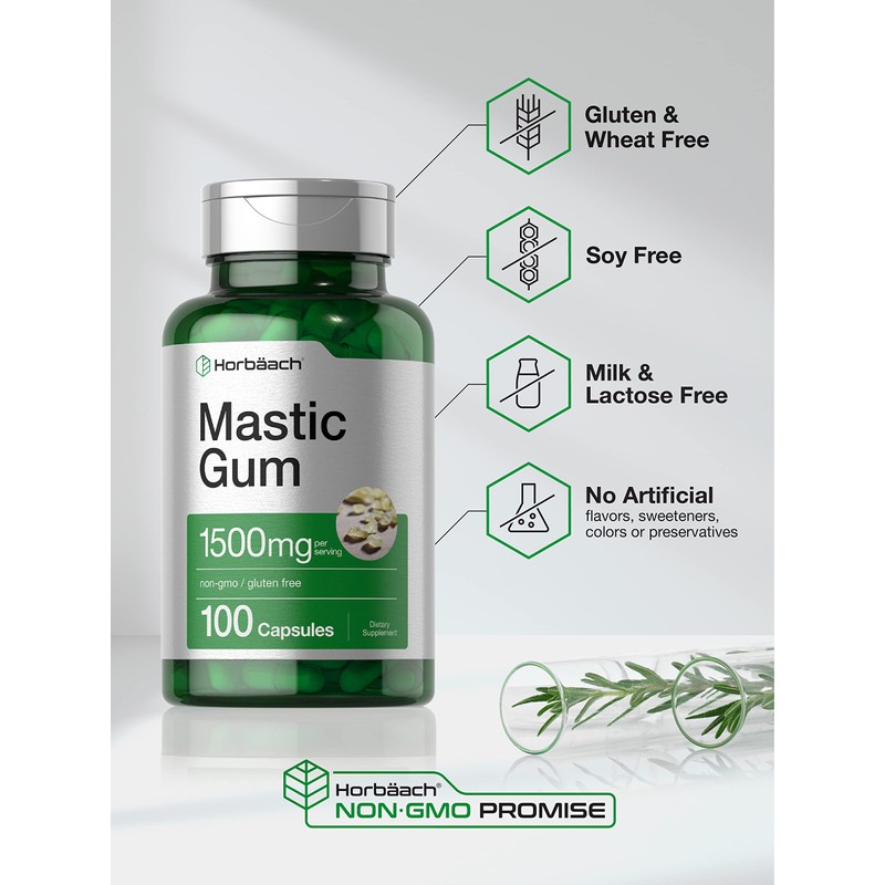 Horbäach Mastic Gum | 1500mg | 100 Capsules | Non-GMO