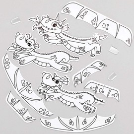 Baker Ross Dragon Colour-in Gliders - Pack of 10, Chinese New Year Craft Kit, Crafts for Kids (AX108)