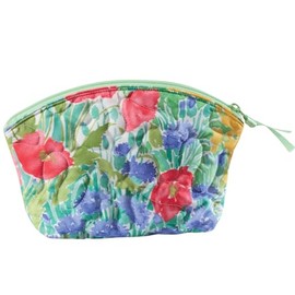 Cuddledown Quilted Cotton Cosmetic Bag | Zipper Closure | 100% Cotton Fabric | Durably Stitched | OEKO-TEX Certified | Small | 10" x 6" x 2" | Floral