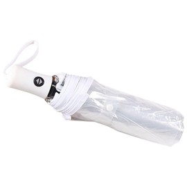 LEZOOY Full Automatic Folding Transparent Auto Open and Close Umbrella, Lightweight, Travel Umbrella, Trifold Clear Rain Umbrella, Frosted Handle, 8 Ribs, Protects Against Wind and Rain, Rain or