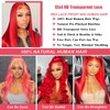 36 Inch Red Straight Lace Front Wigs Human Hair Wigs