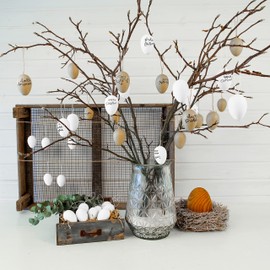 12 white papier-mâché Easter eggs | Classic Easter decoration for branches and Easter arrangements | Eggs to paint and write on 4x6 cm | Easter 2021