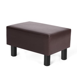 Joveco Small Foot Rest Stool Ottoman, Faux Leather Footrest Footstool for Chair, Under Desk, Office, Living Room, Brown