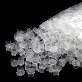 YiiSeeJo 1000Pcs Tattoo Ink Cups with Base, Clear Plastic Pigment Tattoo Caps Container