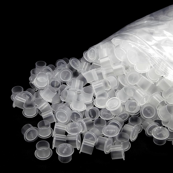 YiiSeeJo 1000Pcs Tattoo Ink Cups with Base, Clear Plastic Pigment