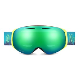 Nordik Loki Ski Goggle Winter Snow Goggles (Matte Flo Yellow/Green Lens)