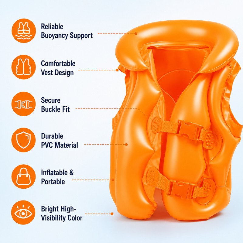 Inflatable Kids Swim Training Vest – Portable PVC Buoyancy Aid