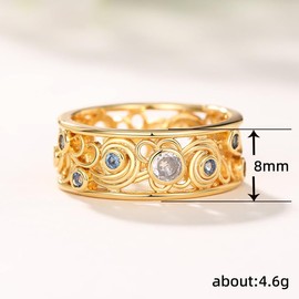 ENDLESSNESS & ETERNITY Court Style Blue and White Cubic Zirconia Wedding Band Ring Stackable Statement Promise Proposal Band Ring for Women