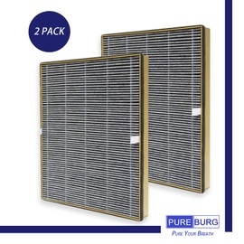 PUREBURG 2-Pack Replacement Combined HEPA with Activated Carbon 2-in-1 Filters Compatible with TaoTronics True HEPA Air Purifier TT-AP002 / VAVA VA-EE008 Air Purifier