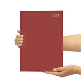 evelay 2024 Diary A4 Week to View Hardback Planner Organiser Journal Notebook for School Home Office Personal Use (A4, Burgendy)