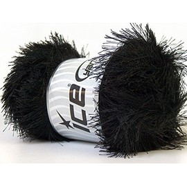 Large 100 Gram Skein Black Eyelash Yarn Fun Fur 164 Yards