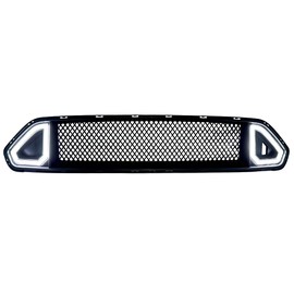 EOMD Mesh Front Bumper Upper LED Grille Replacement Compatible with 2018-2023 Mustang, Not fit Shelby/ GT500