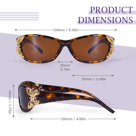 SIPHEW Polarized Sunglasses for Women Retro Trendy Rhinestone with UV400 Protection Rectangle Sunglasses for Outdoors (V10 clear leopard)