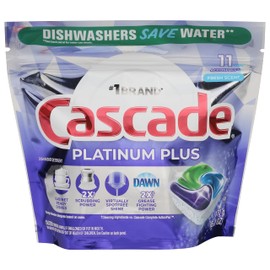 Cascade Platinum Plus Dishwasher Detergent Pacs, Fresh Scent, 11 Count