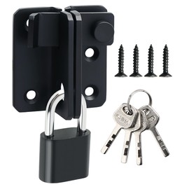 Alise Flip Latch Gate Latches Set with Padlock,Slide Bolt Latch Safety Door Lock Catch for Barn Cabinet Pet Cage Garden Bathroom Garage Window Sliding Door,Heavy Duty Stainless Steel Matte Black