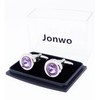 Jonwo Round Diamond Cutting Crystal Men Cufflinks With Gift Case