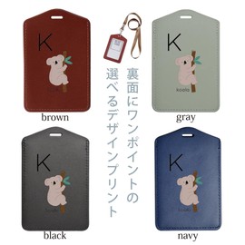 Kkoala 019943 Passcase, Commuter Holder, IC ID Card Holder, Black, Neck Strap, Employee Card Holder, For School Commutes, Commutes, Commutes, Passcase, Animals, Alphabet