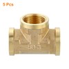 sourcing map Brass Tee Pipe Fitting, G1/2" x G1/2" x