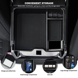 yboueo For 2024 Ford Ranger Center Console Organizer, for 2024 Ford Ranger Accessories Armrest Tray Organizer, for 2024 Ranger Raptor Console Insert Storage Box (for Electric Handbrake Version)