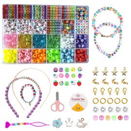Vytung 1600pcs Letter Beads Alphabet Beads Pony Beads Bracelets Jewelry Making Crafting Beads Kit Set Rainbow Beads Box