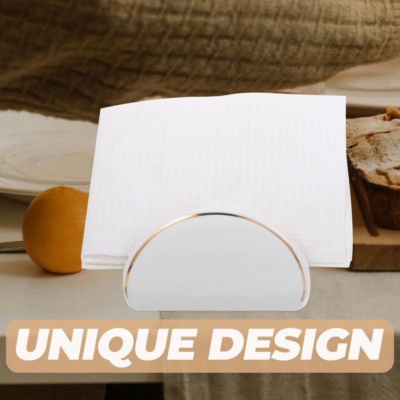 MAGICLULU Ceramic Napkin Holder with Golden Edging Stylish Tabletop Napkin