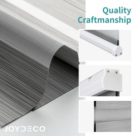 Joydeco Cordless Zebra Blinds for Windows, Dual Layer Free-Stop Zebra Shades Privacy Light Control for Day and Night, Light Filtering Sheer Blinds for Indoor Windows, Home (Grey, 52" x 75" H)