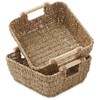 Casafield Set of 2 Seagrass Oval Storage Baskets with Wooden