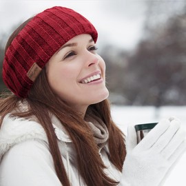 DRESHOW Winter Headbands for Women Fuzzy Fleece Lined Ear Warmer Headband Knit Thick Warm Crochet Headband Cold Weather Accessories