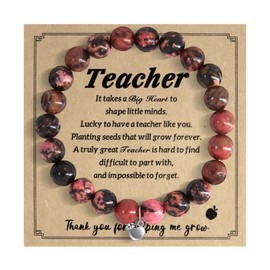 AILUOR Teacher Appreciation Gifts, Teacher Bracelet Gifts, Natural Stone Bracelet, End of the Year for Women with Message Card, Adjustable, Stone, No gemstone